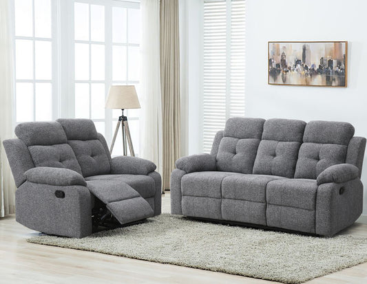 KuKuQb Breathable-Chenille-Reclining-loveseat, Double-Recliner-for-Living-Room, Reclining Sofa(Gray)