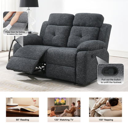 KuKuQb Breathable-Chenille-Reclining-loveseat, Double-Recliner-for-Living-Room, Reclining Sofa(Charcoal Gray)