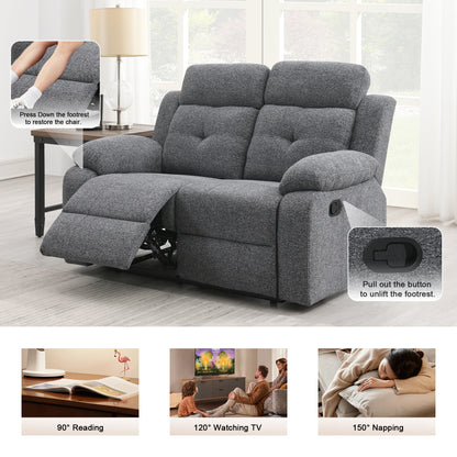 KuKuQb Breathable-Chenille-Reclining-loveseat, Double-Recliner-for-Living-Room, Reclining Sofa(Gray)