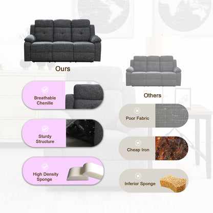 KuKuQb Breathable-Chenille-Reclining-loveseat, Double-Recliner-for-Living-Room, Reclining Sofa(Charcoal Gray)