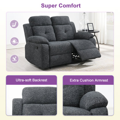 KuKuQb Breathable-Chenille-Reclining-loveseat, Double-Recliner-for-Living-Room, Reclining Sofa(Charcoal Gray)