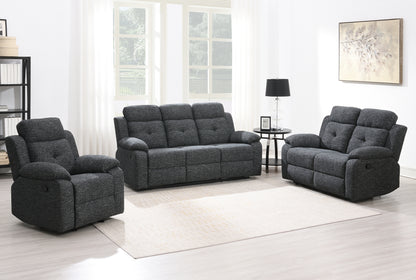 KuKuQb Manual Reclining Sofa Set,Including Reclining Loveseat Rocker Recliner Breathable Chenille,Drop Down Table, Cup-Holders(Charcoal Gray)